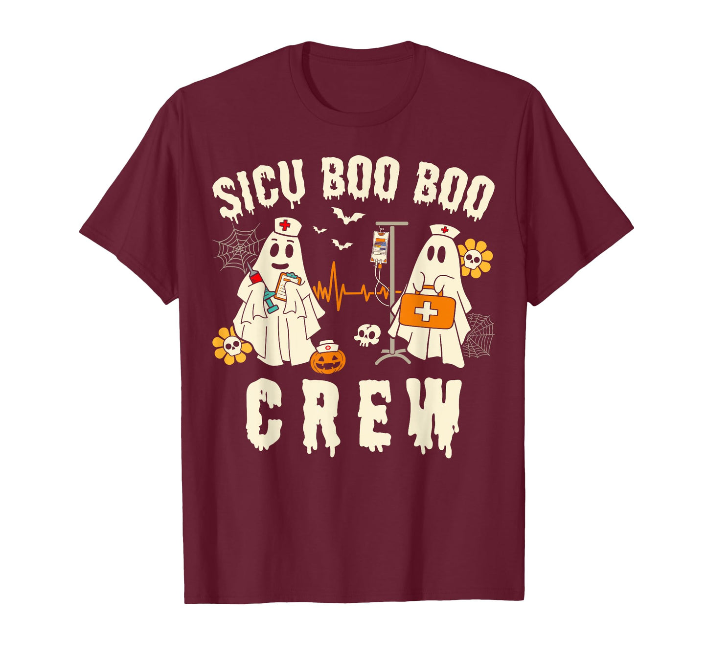 SICU Nurse Cute Health Worker Halloween Ghost Nurse T-Shirt