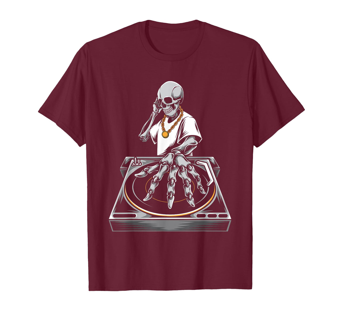 Skeleton DJ Lazy Halloween Costume Skull Disc Jockey T-Shirt