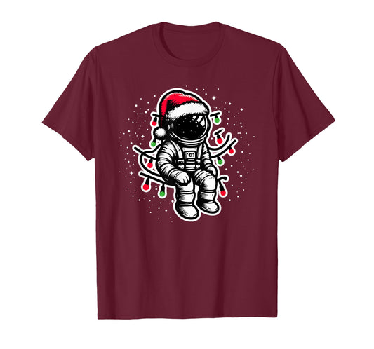Astronaut Christmas Santa Hat Space Lover Boys T-Shirt