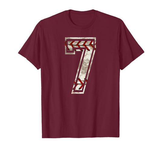 Baseball Jersey Number 7 Vintage Distressed T-shirt