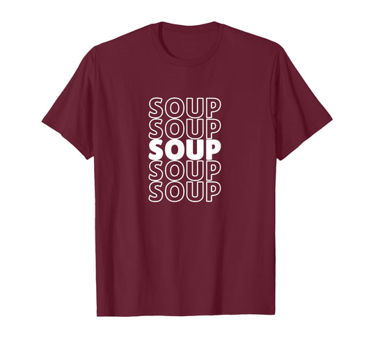 I Love Soup By Funny Food Designs Repeated Word Soup Black T-Shirt