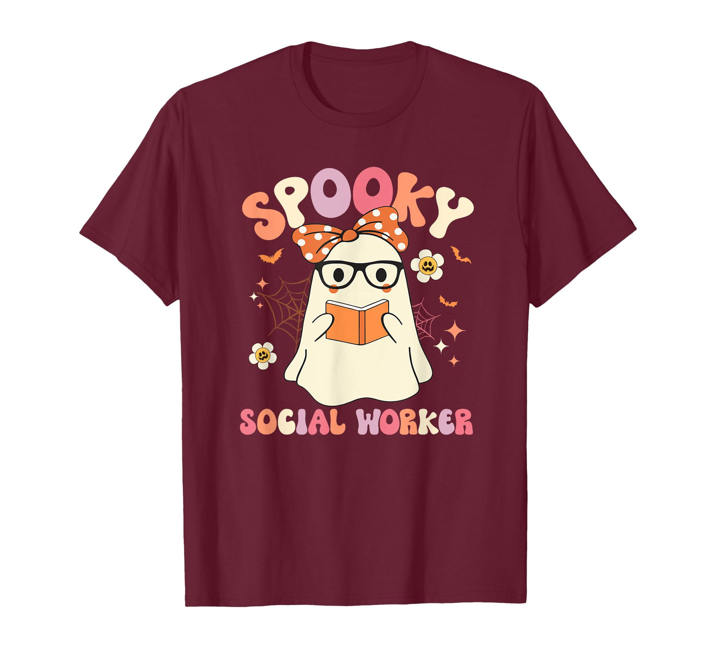 Groovy Spooky Social Worker Ghost Vintage Halloween Costume T-Shirt