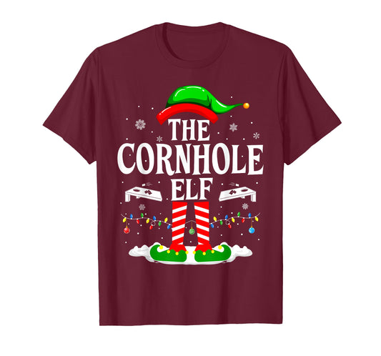The Cornhole Elf Funny Matching Xmas Cornhole Christmas T-Shirt