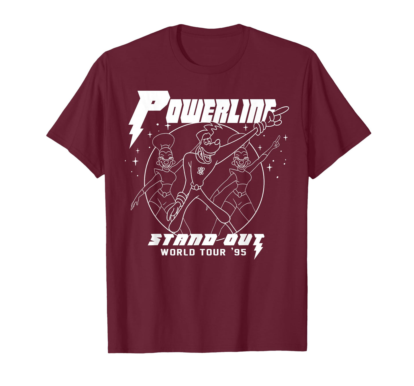 Disney A Goofy Movie Powerline World Tour Outline Poster T-Shirt