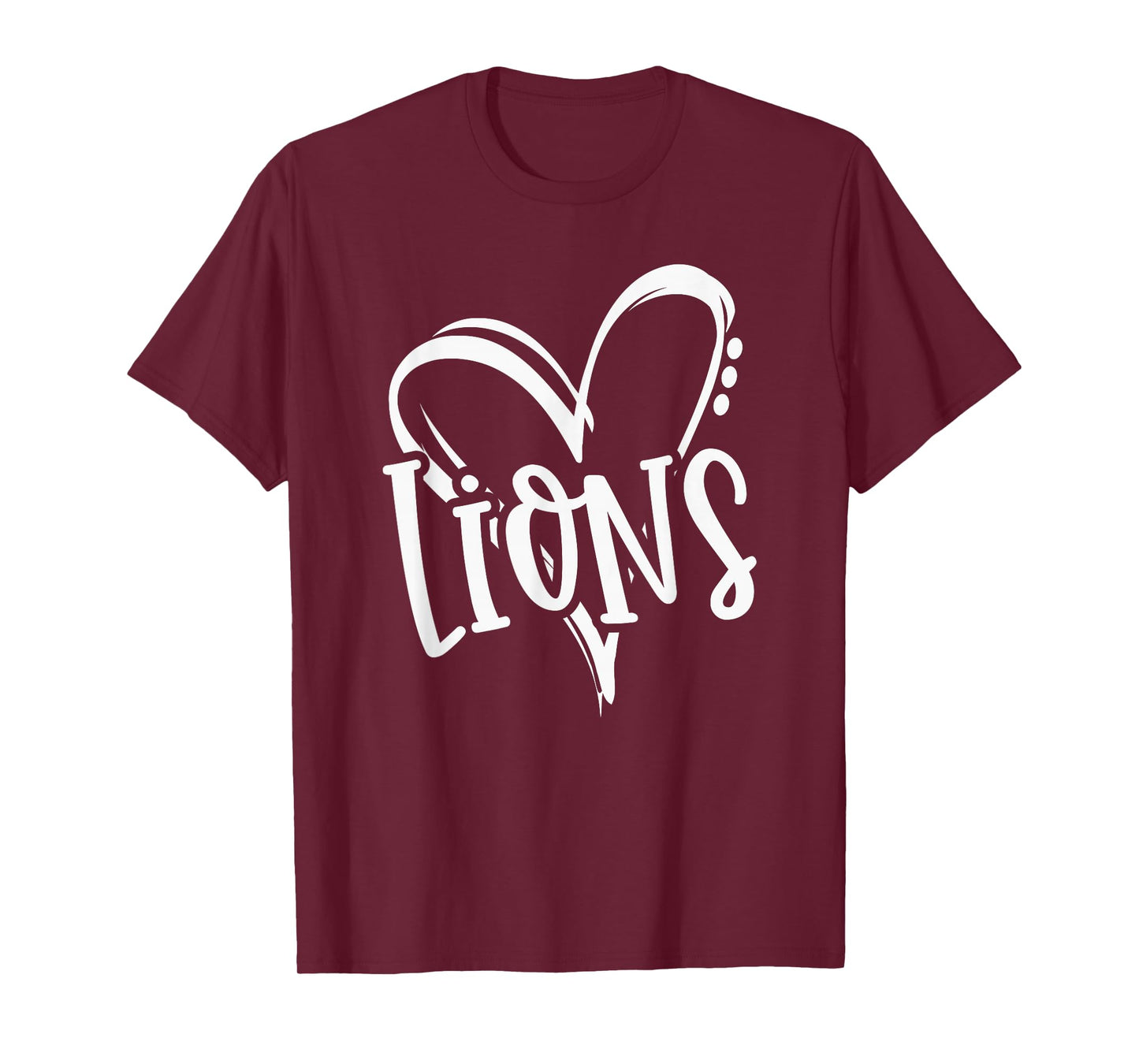 Lions School Sports Fan Team Spirit Heart T-Shirt