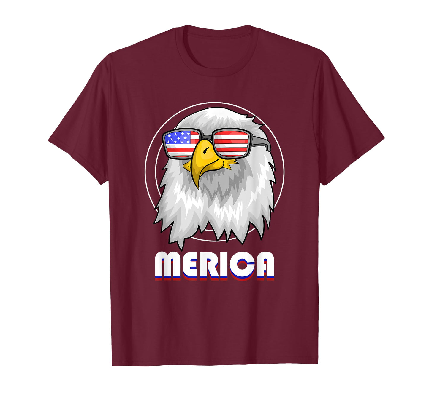 Cool US Flag Sunglasses 4th Of July Merica Bald Eagle Women Kids Men T-Shirt