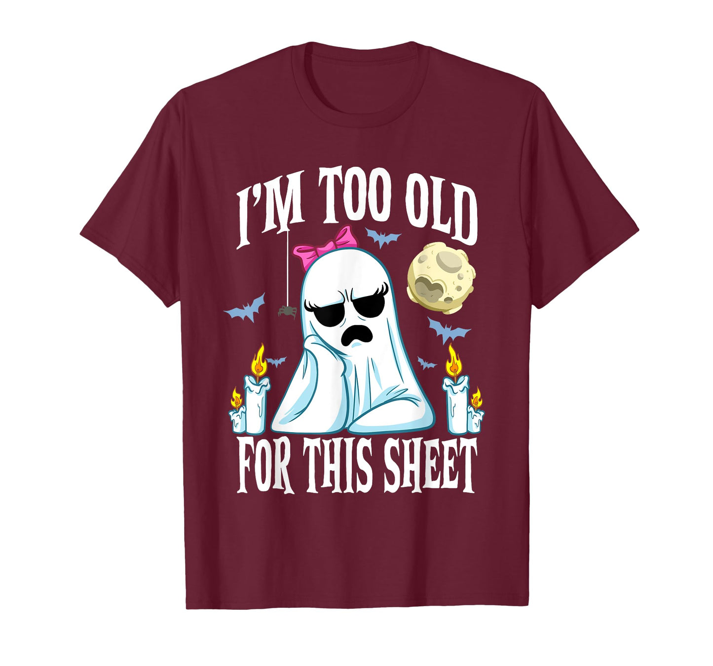 Funny Halloween for Women Ghost Face Costume Adult T-Shirt