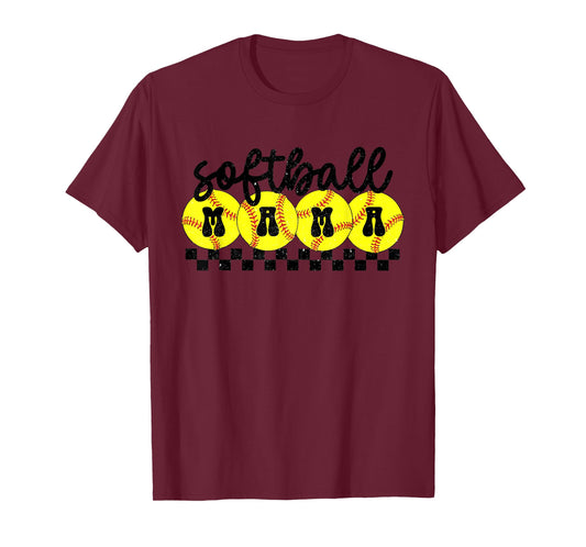 Softball Mama Retro Groovy Softball Mom Mother Game Day T-Shirt