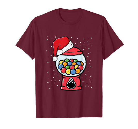 Gumball Machine Santa Hat Christmas Pajama X-mas Candy Gum T-Shirt