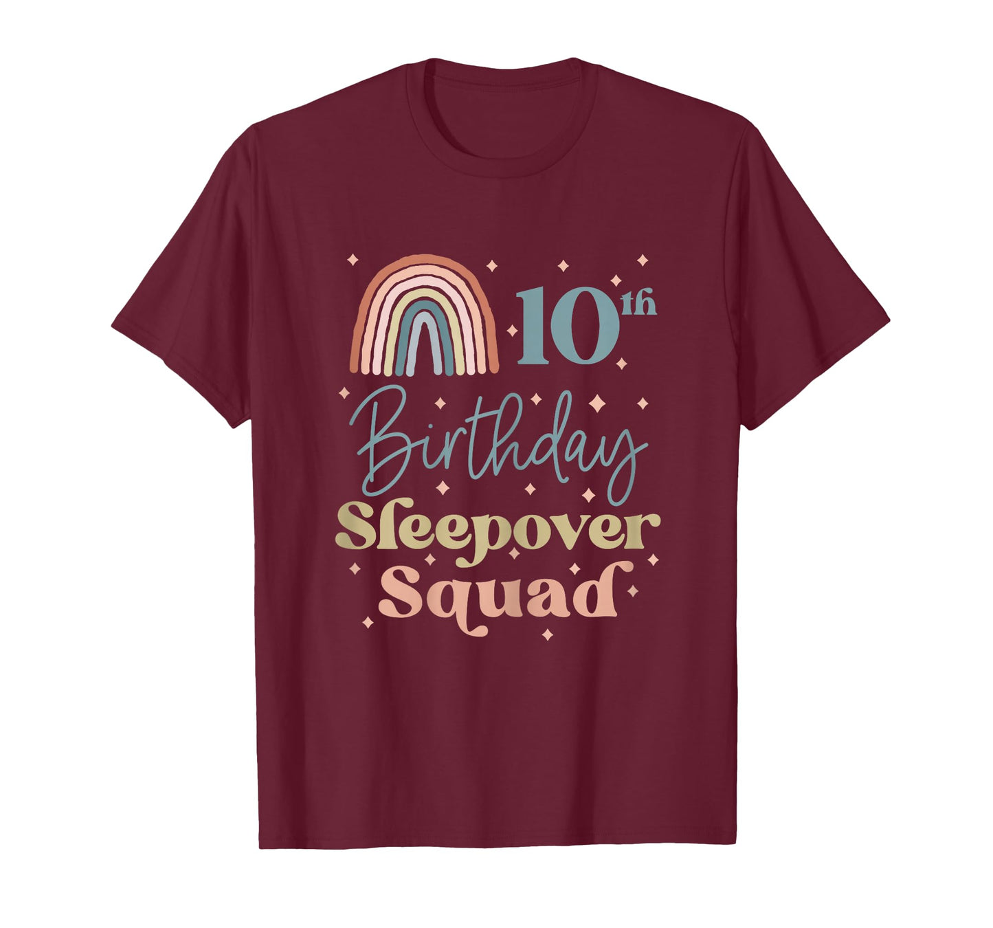 10th Birthday Boho Rainbow Sleepover Squad Pajamas for Girls T-Shirt