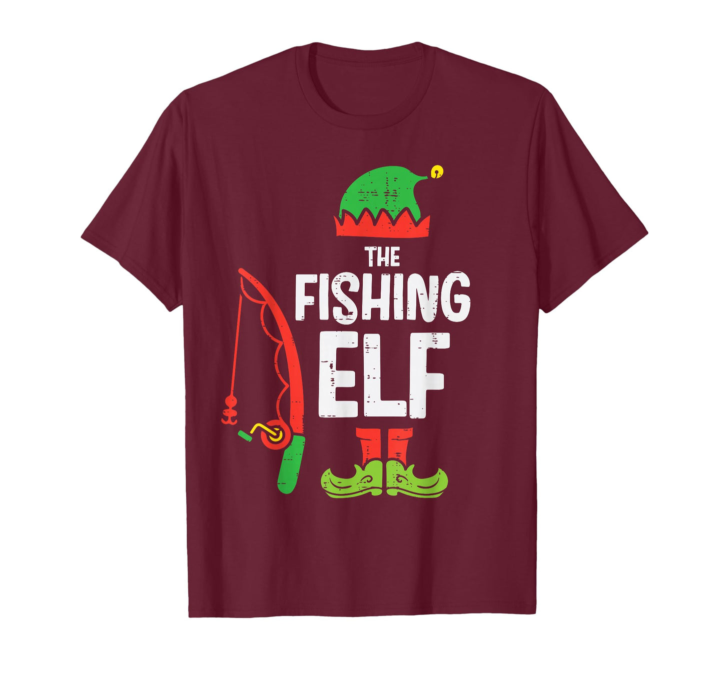 Christmas Fishing Elf Xmas Family Matching Men Boys Kids T-Shirt