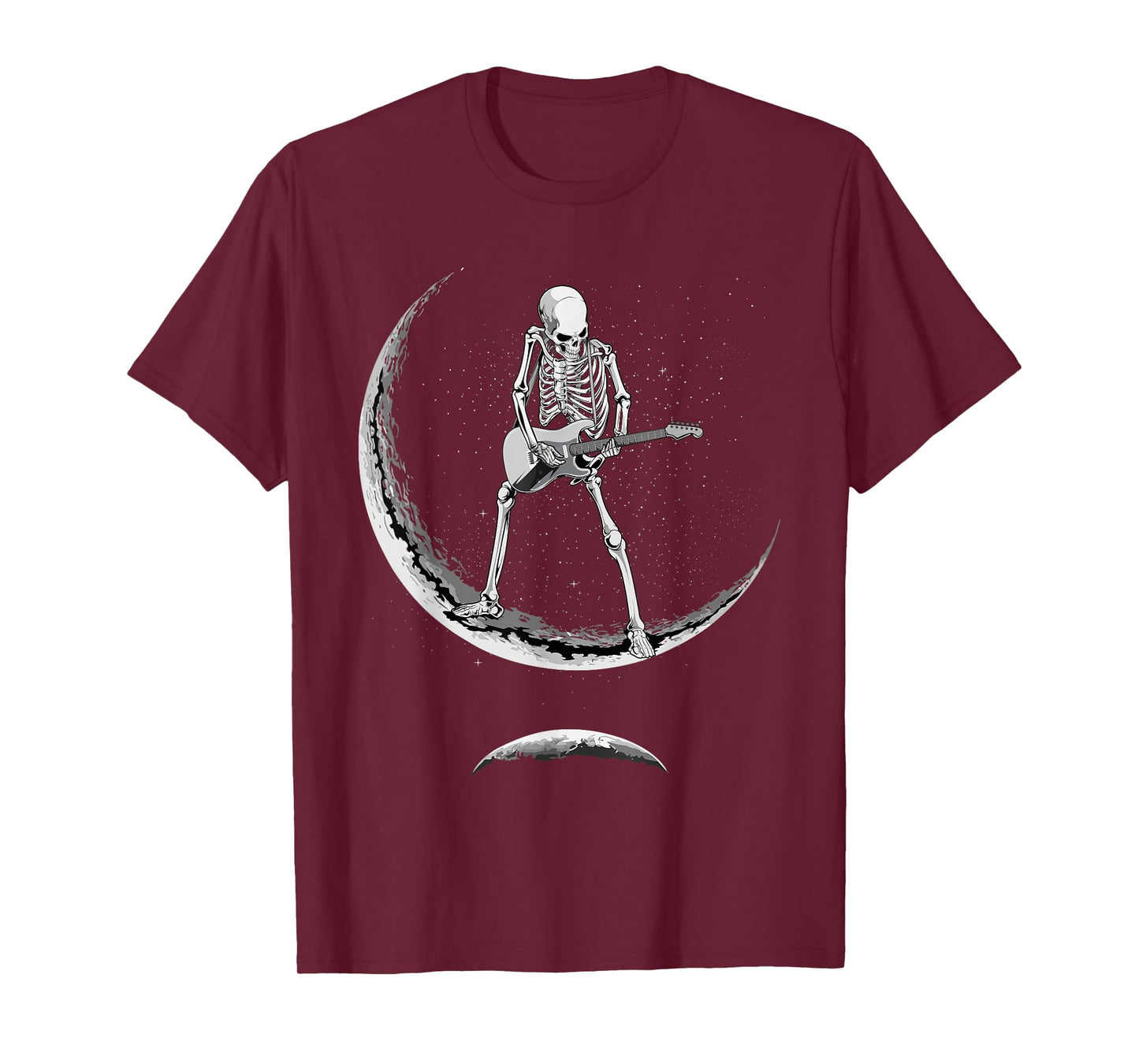 Rock On Skeleton Moon Shirt - Funny Halloween Rock And Roll T-Shirt
