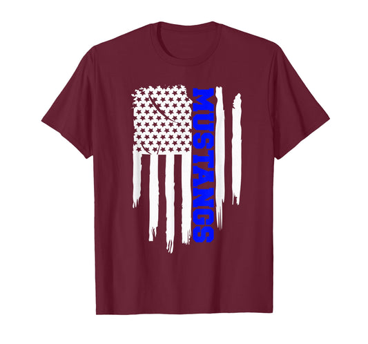 Friendswood Mustangs American Flag T-Shirt