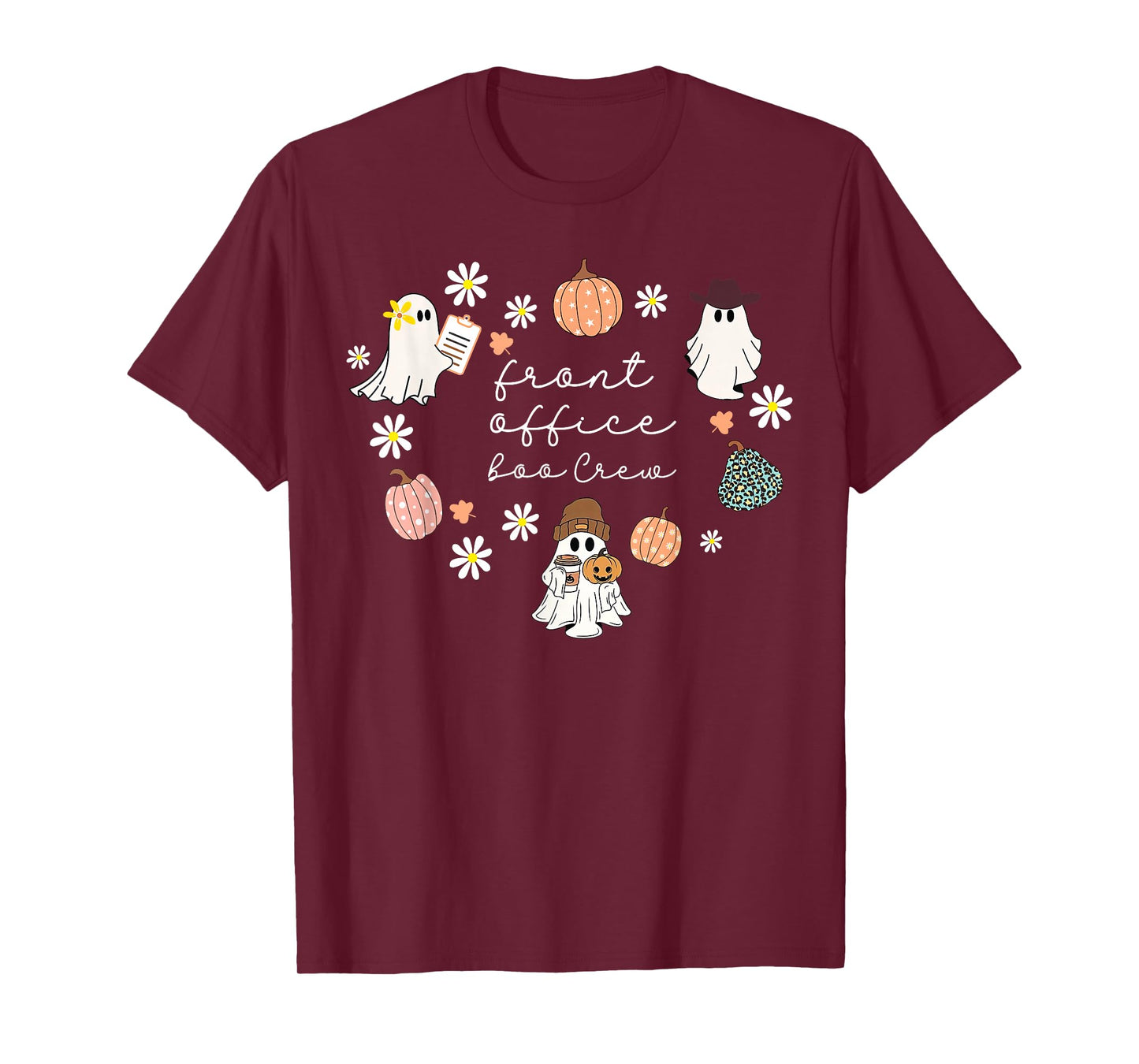 Front Office Boo Crew Pumpkin Ghost Halloween Admin Squad T-Shirt