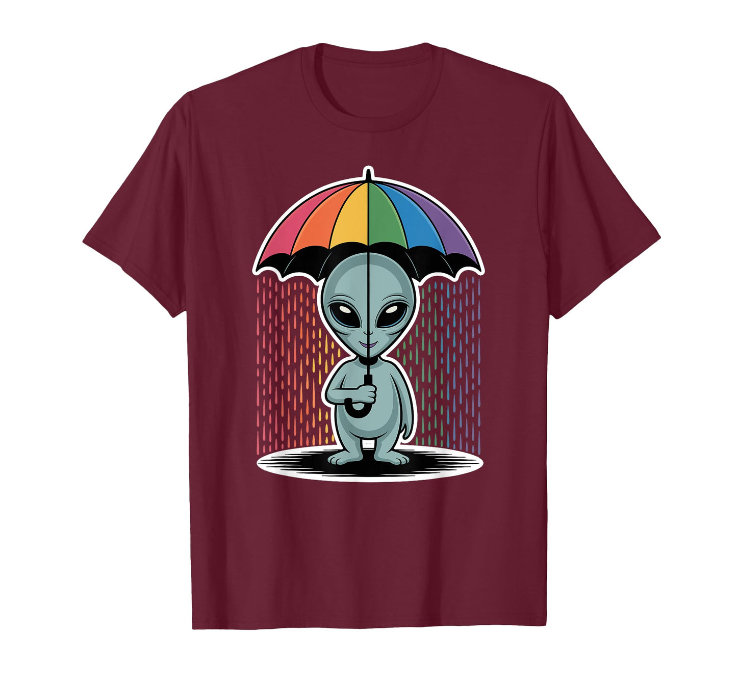 Alien LGBT Gay Pride Rainbow Flag Umbrella UFO Lover T-Shirt