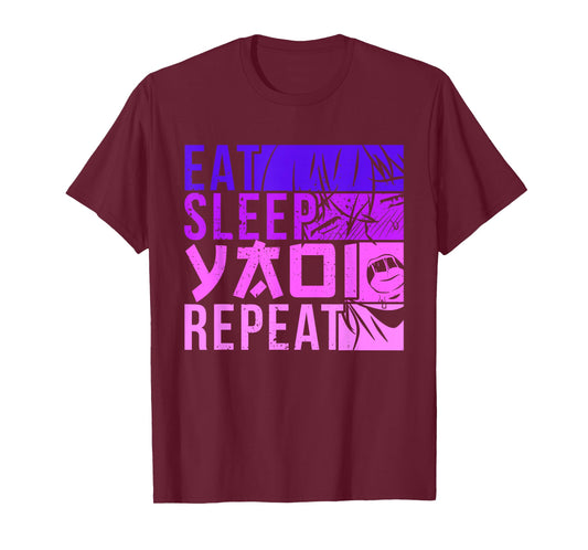 Eat Sleep Yaoi Repeat Fujoshi Anime Boy Gay Manga T-Shirt