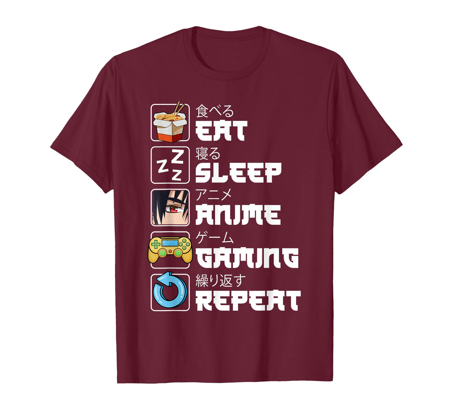 Eat Sleep Anime Gaming Repeat Funny Japan Anime Manga Teens T-Shirt