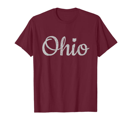 State of Ohio Pride Script Text Distressed Design Gifts T-Shirt