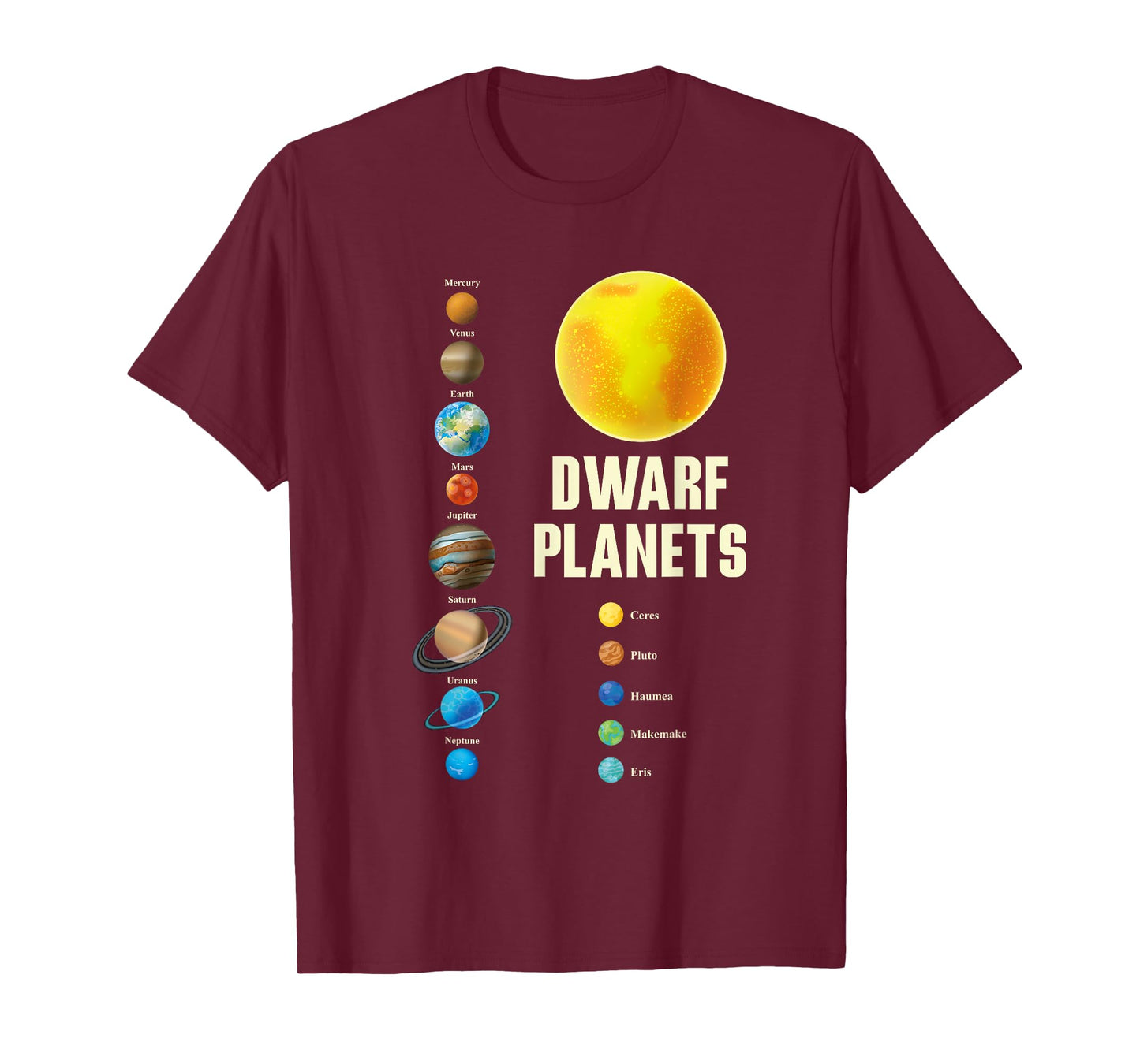 Solar-System Kids and Adults Dwarf Planets Graphic T-Shirt