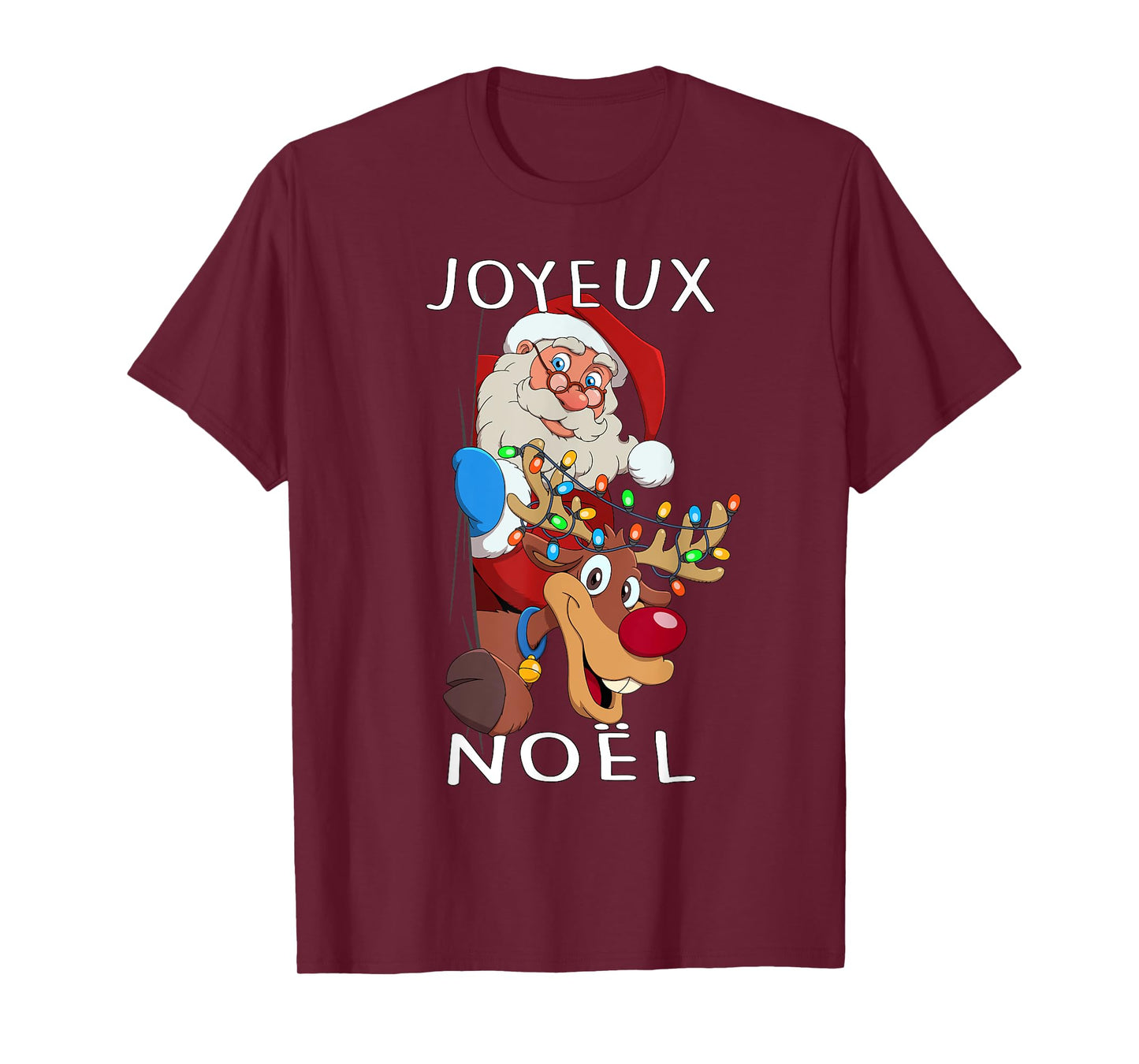 Santa Claus Reindeer Joyeux Noël Men Women Family T-Shirt