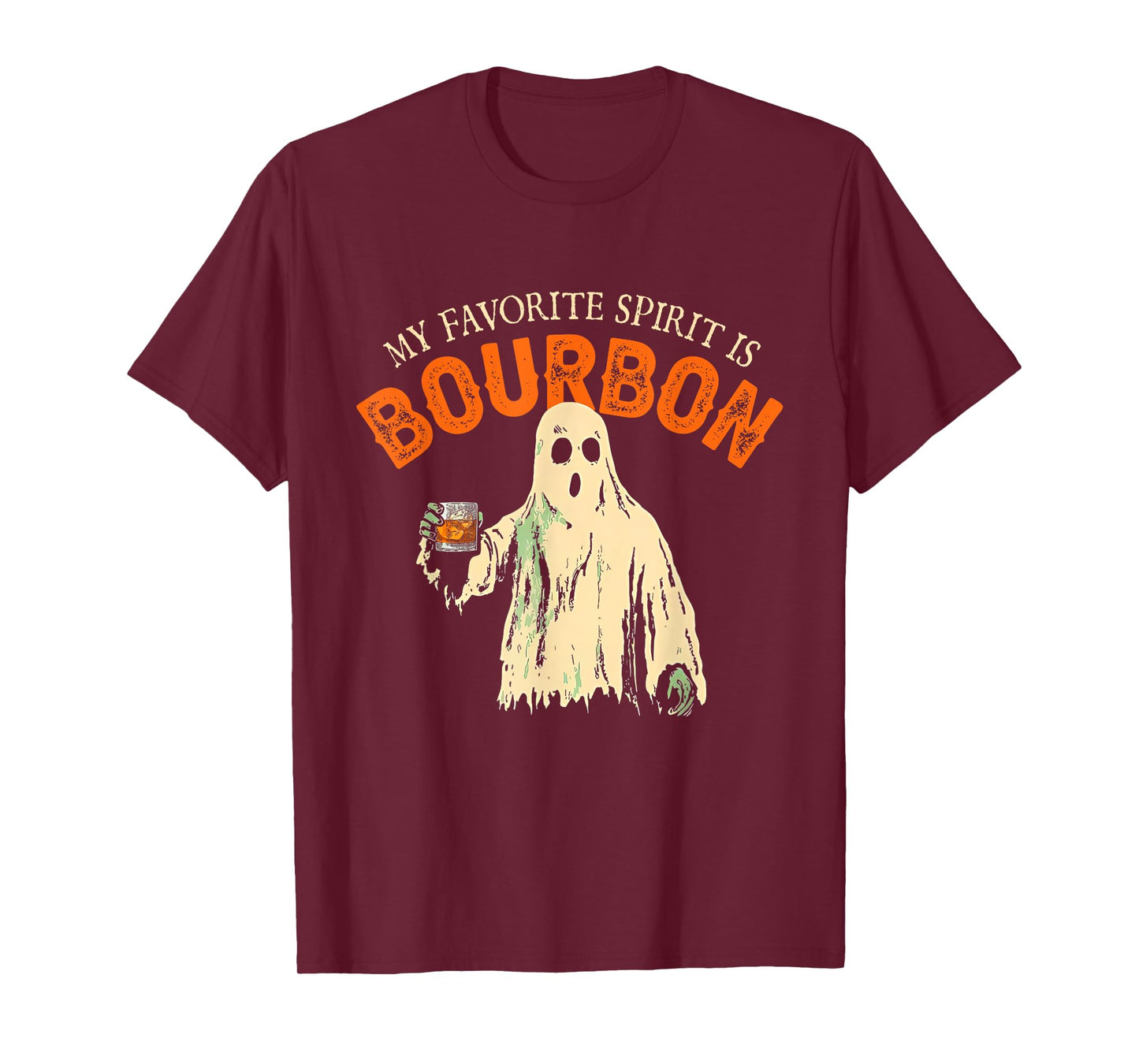 My Favorite Spirit Is Bourbon Funny Ghost Halloween Costume T-Shirt