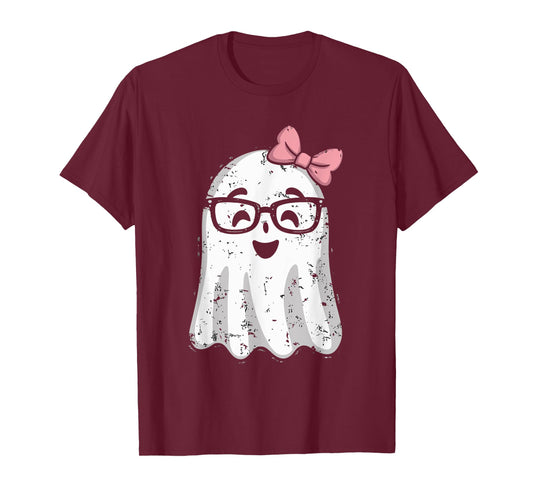 Ghost Eyeglass Girl Halloween Girly Ghost T-Shirt
