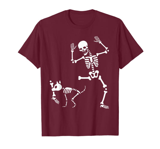 Skeleton Bones Halloween Dog Trick Or Treating Puppy Breeder T-Shirt