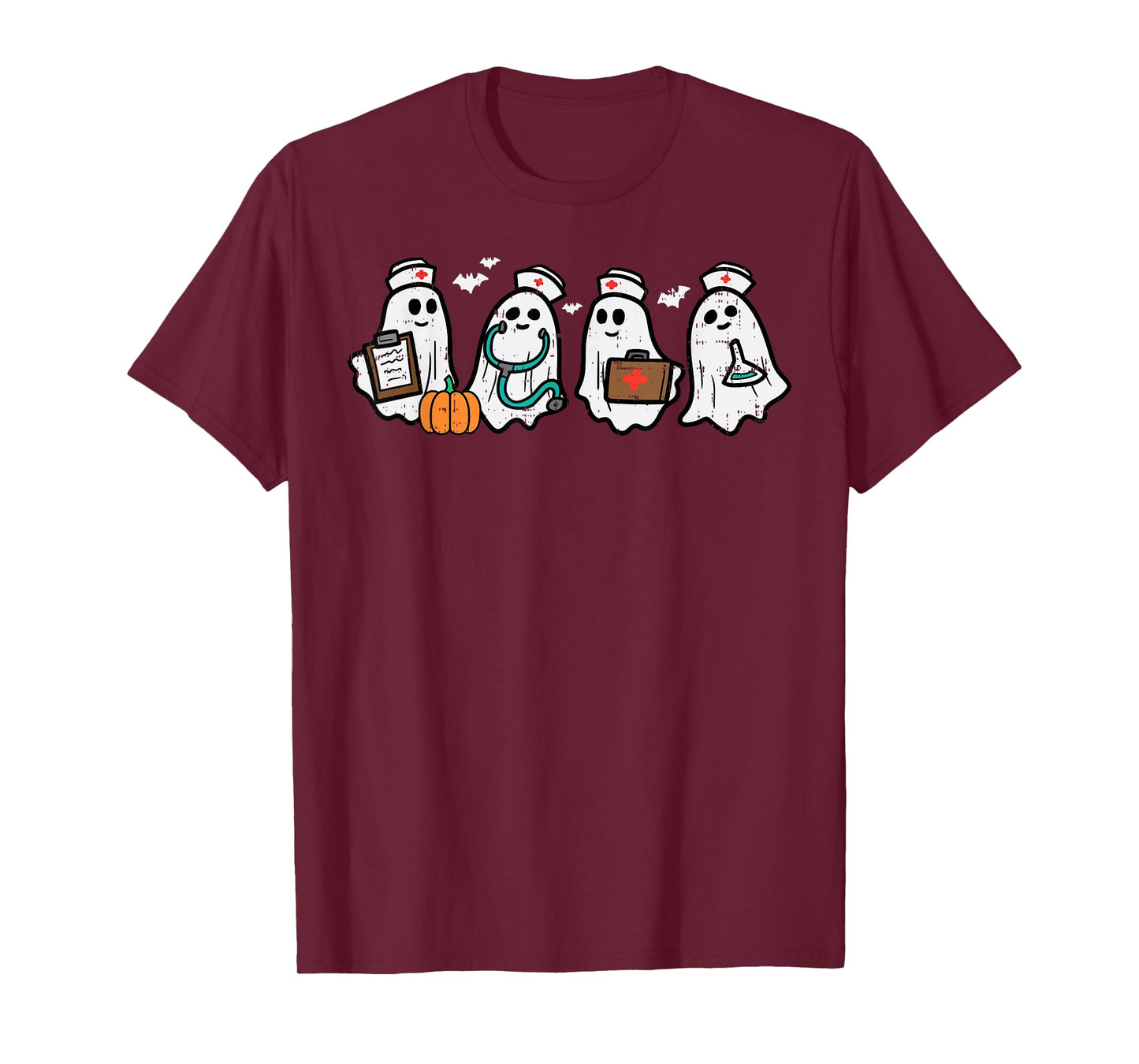 Ghost Nurses Halloween Crew Funny Costume Scrub Top Women T-Shirt