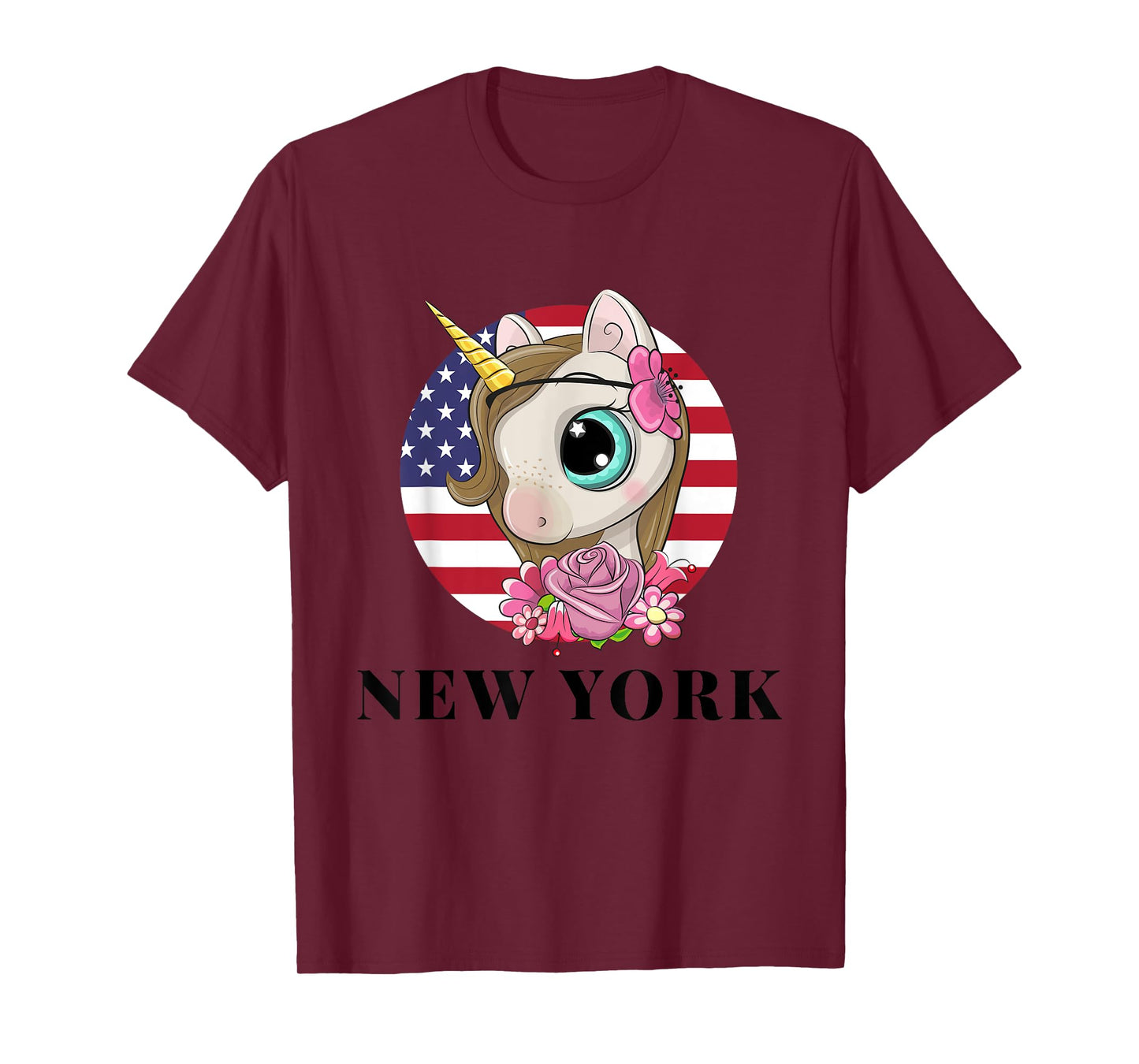 Cool Illustration New York USA Unicorn Rainbow Squad Graphic T-Shirt