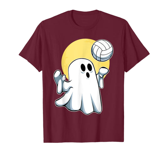 Ghost Volleyball Player Lazy Halloween Costume Cute Sport T-Shirt