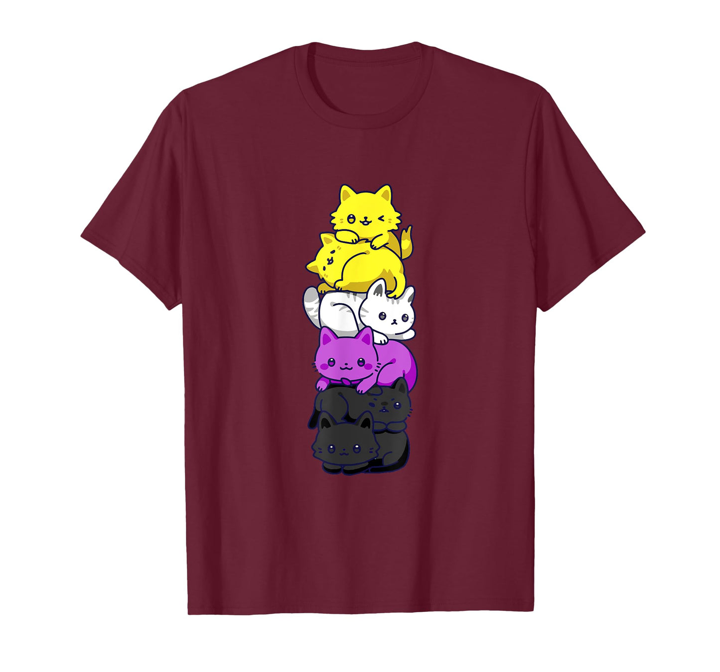 Nonbinary Pride Cat LGBT Non Binary Flag Cute Cats Pile T-Shirt