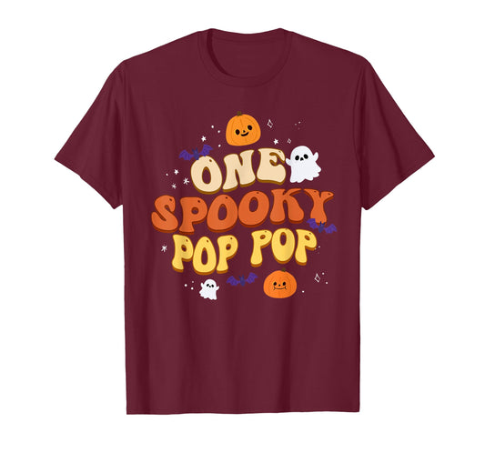 One Spooky Pop Pop Boo Halloween Cute Family Matching Group T-Shirt
