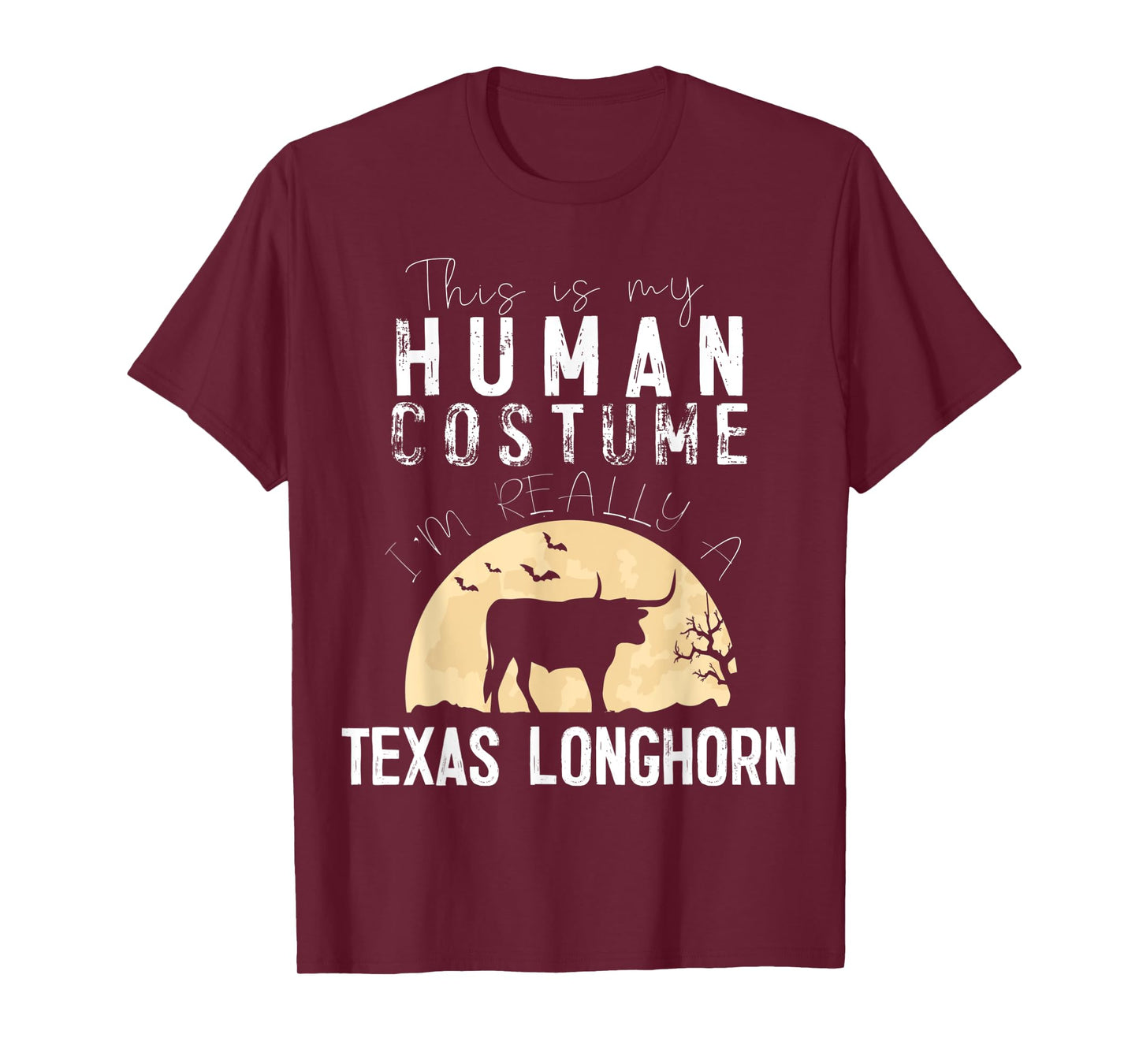 Halloween Human Costume Texas Longhorn Creepy Horror T-Shirt