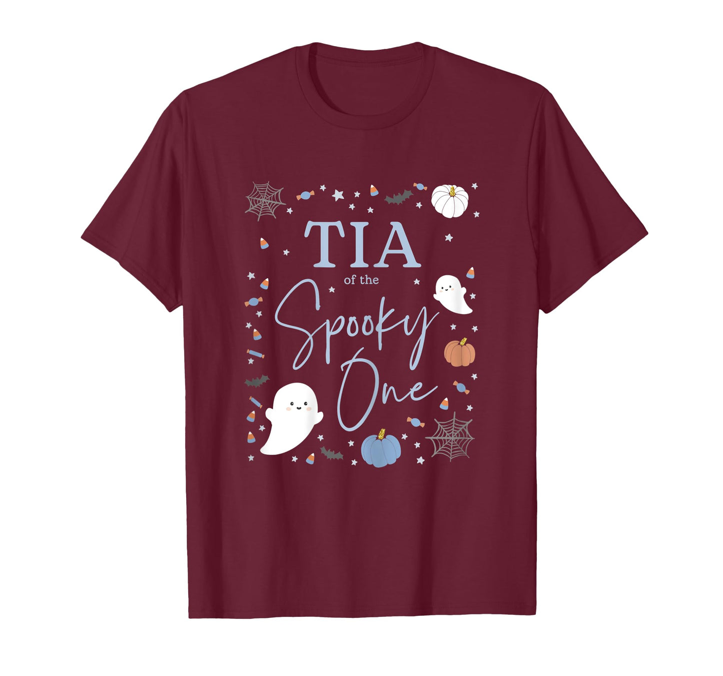 Womens Tia of the Spooky One First Birthday Blue Boy 1st Halloween T-Shirt