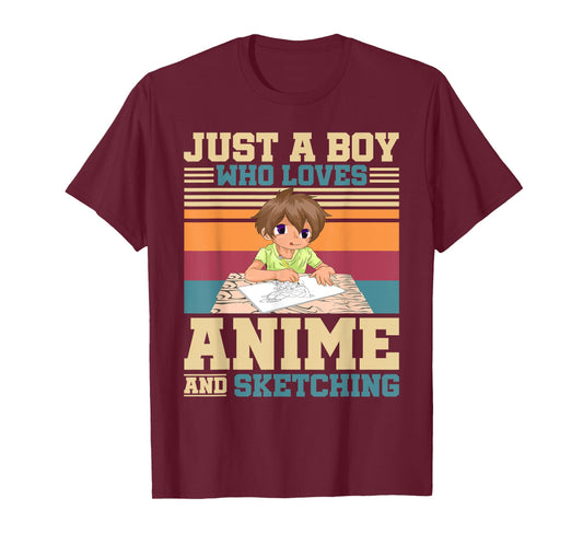 Just A Boy Who Loves Anime And Sketching Japanese Anime T-Shirt