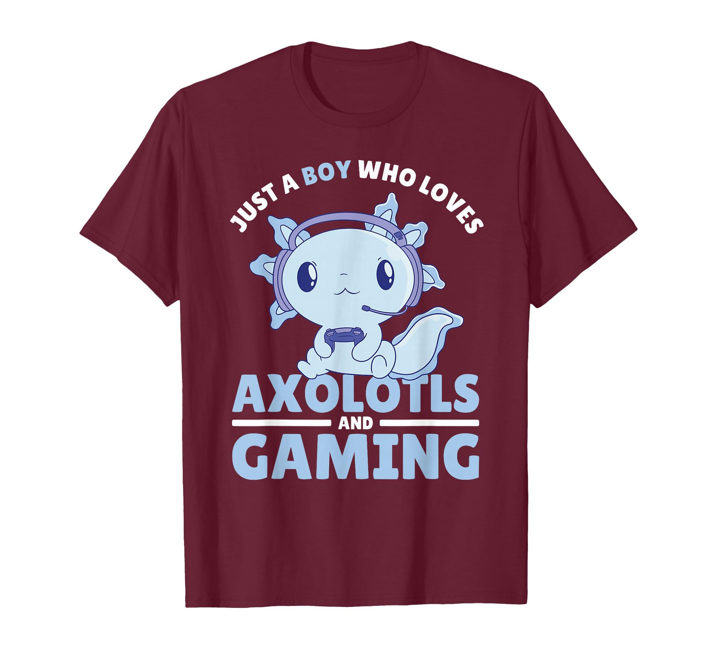 Just A Boy Who Loves Axolotls and Gaming T-Shirt