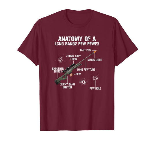 Anatomy Of A Pew Pewer - Funny Guns Sniper Gun Gaming Saying T-Shirt