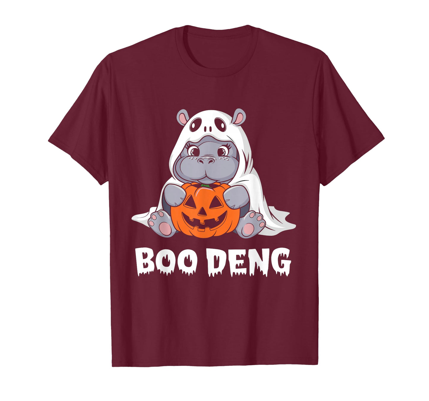 Funny Halloween Moo Deng Baby Hippo Boo Deng Ghost Costume T-Shirt