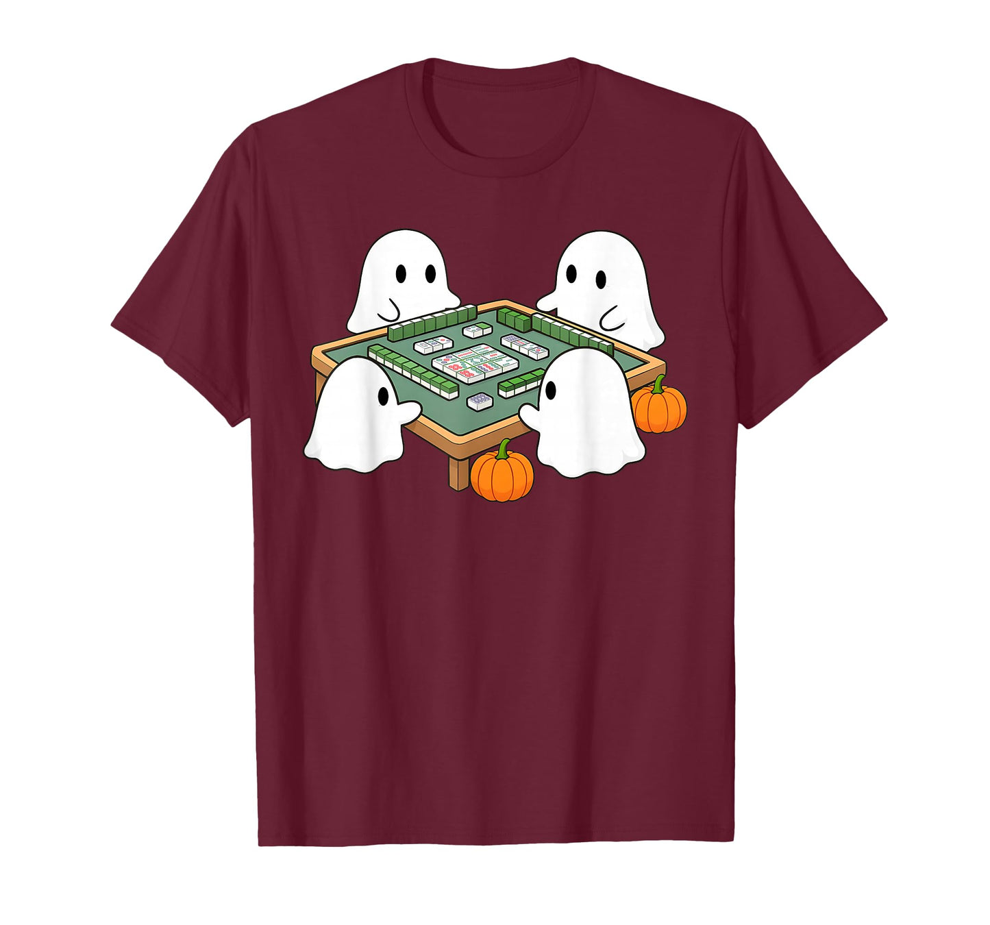 Halloween Ghost Playing Mahjong Spooky Mahjong Funny Costume T-Shirt