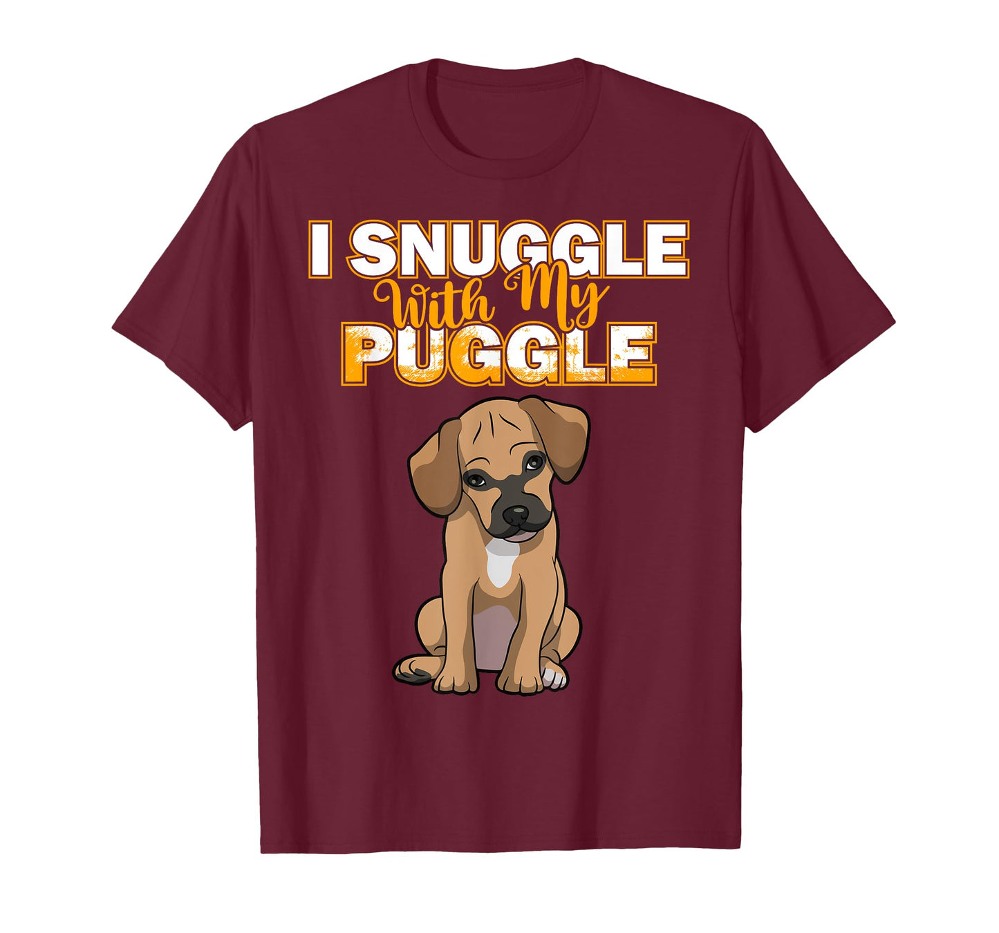 Funny Puggle Shirt Women's Puggle T-Shirt I Snuggle With My Puggle Shirt Black Cartoon Short Sleeve Size Small