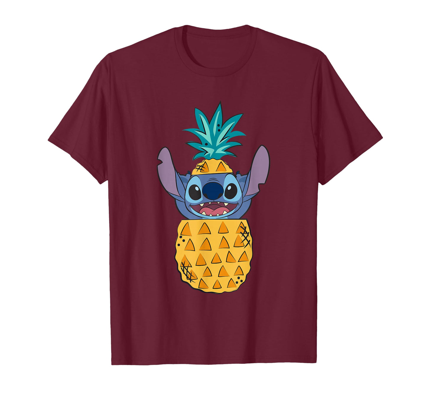 Disney Lilo & Stitch Cute Pineapple Surprise Chest Portrait T-Shirt