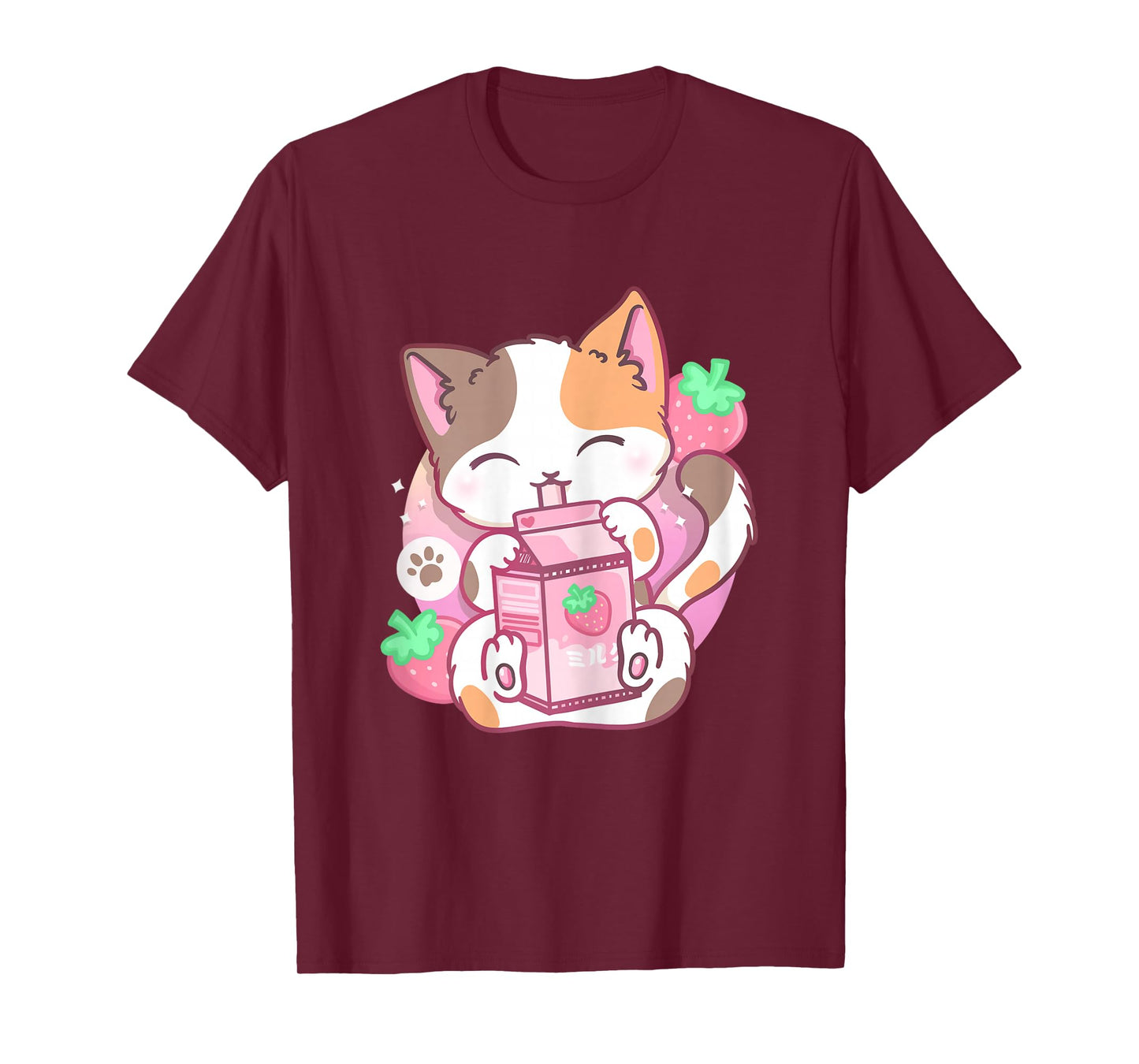 Strawberry Shake Strawberry Milk Cat Kawaii Neko Anime T-Shirt