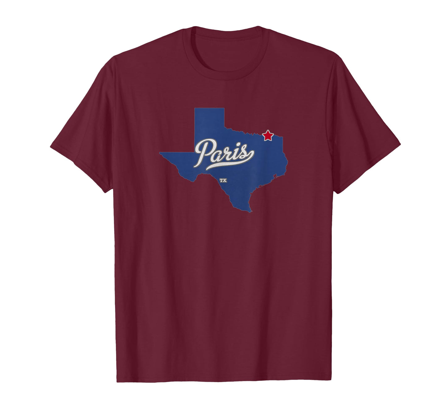 Paris Texas TX Map T-Shirt, Small, Black