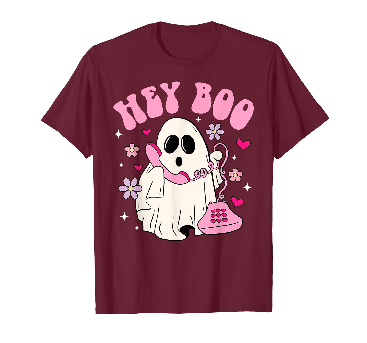 Groovy Hey Boo Cute Ghost Funny Halloween Women Kids Girls T-Shirt
