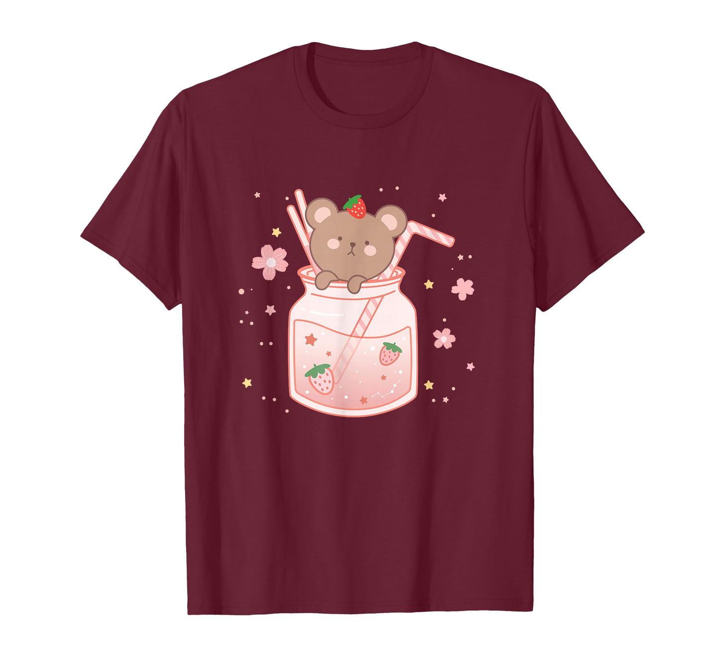 Funny Strawberry Bear Cute Kawaii Aesthetic T-Shirt