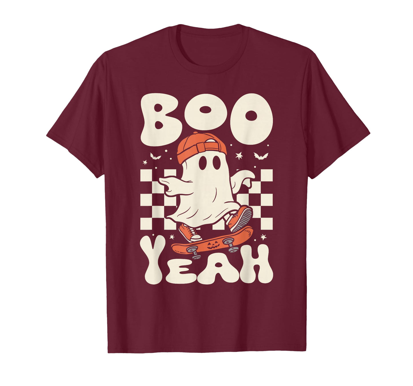 Boo Yeah Halloween Ghost Boys Retro Skateboard Toddler Kids T-Shirt