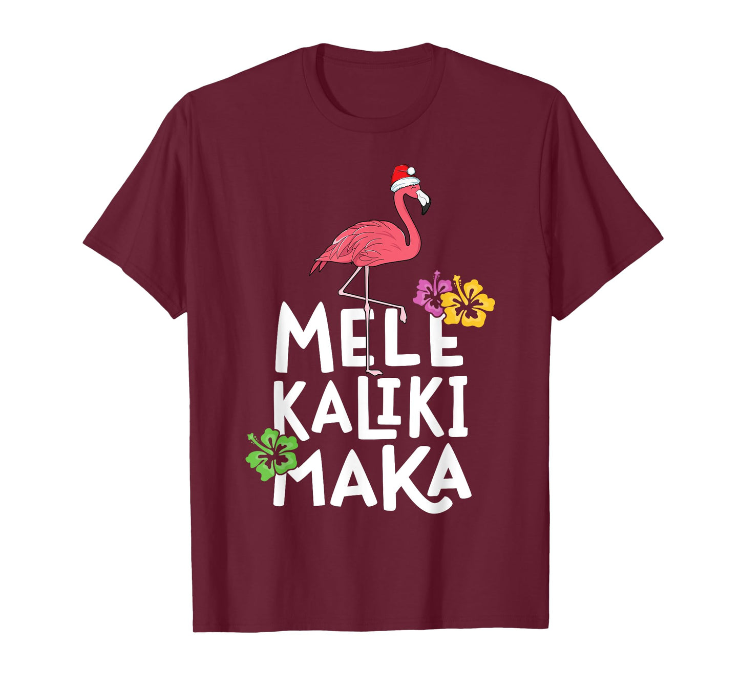Mele Kalikimaka Flamingo Christmas Hawaiian Hawaii Women T-Shirt