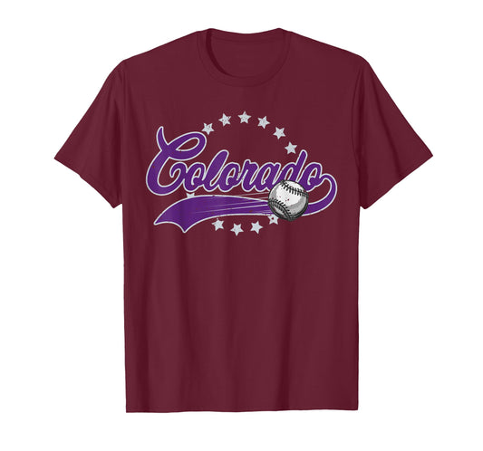 Colorado Baseball Vintage Mens Kids Team Retro Baseball Fan T-Shirt
