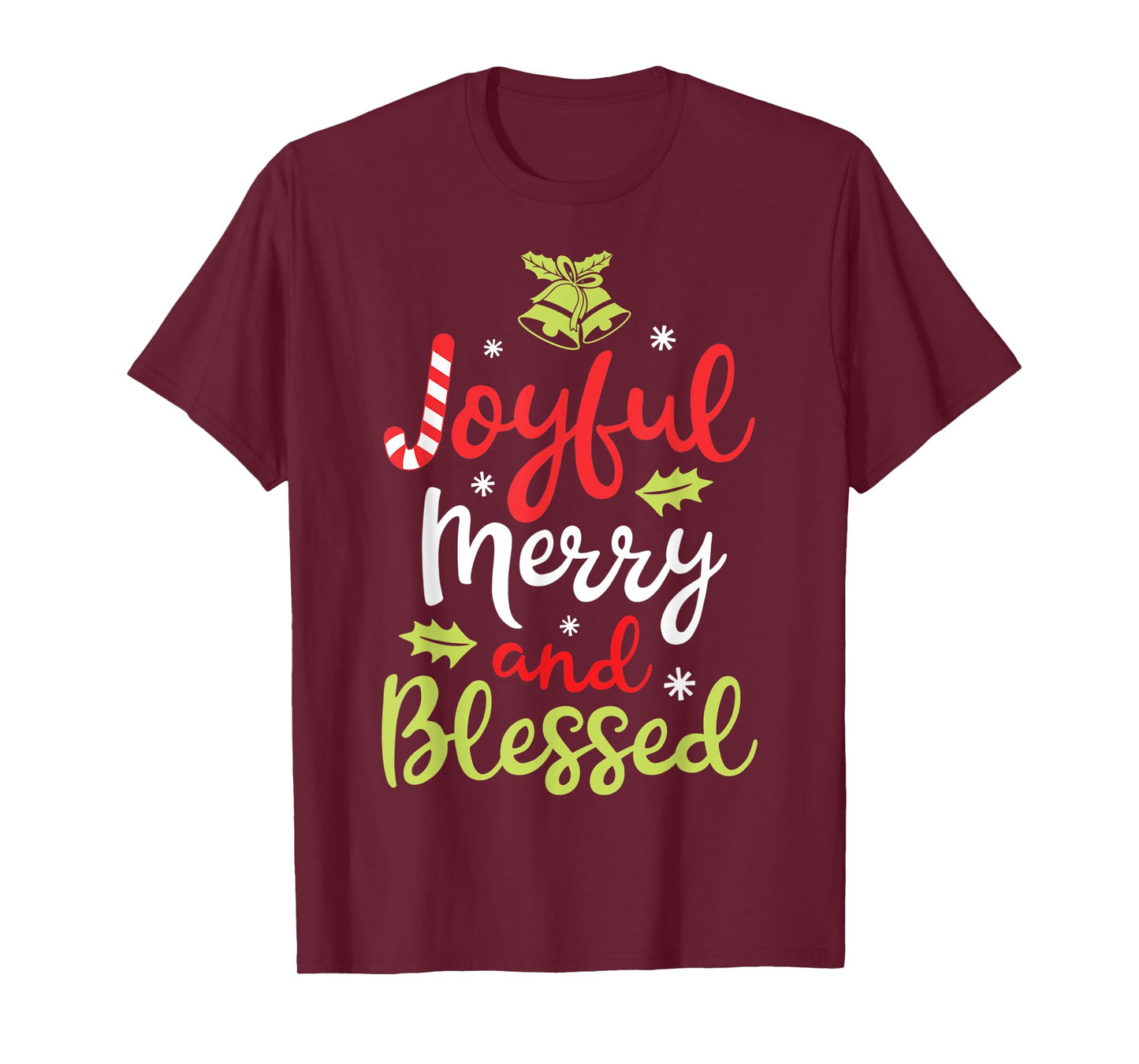 Joyful Merry and Blessed Christmas Women Girls Xmas Holiday T-Shirt