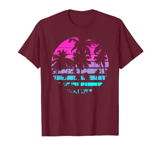 Retro Eighties 80s & 90s Beach Style Design with Palm Trees T-Shirt